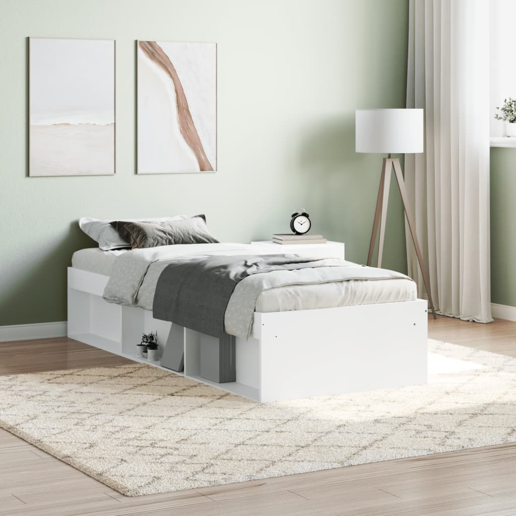 vidaXL Cadre de lit blanc 75x190 cm petit simple