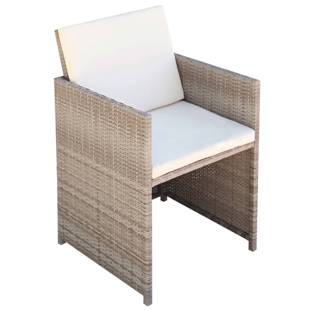 vidaXL Ensemble de bistro 3 pcs avec coussins résine tressée beige