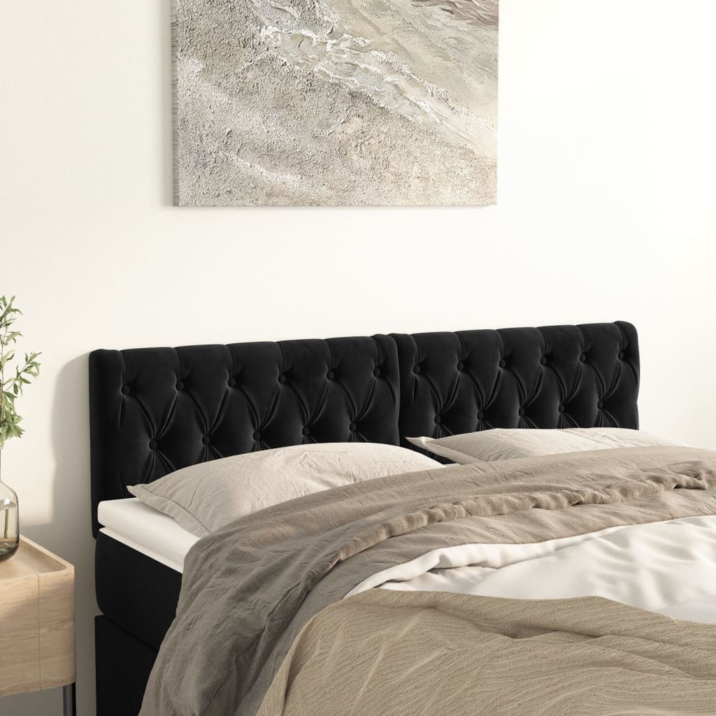 vidaXL Têtes de lit 2 pcs Noir 80x7x78/88 cm Velours