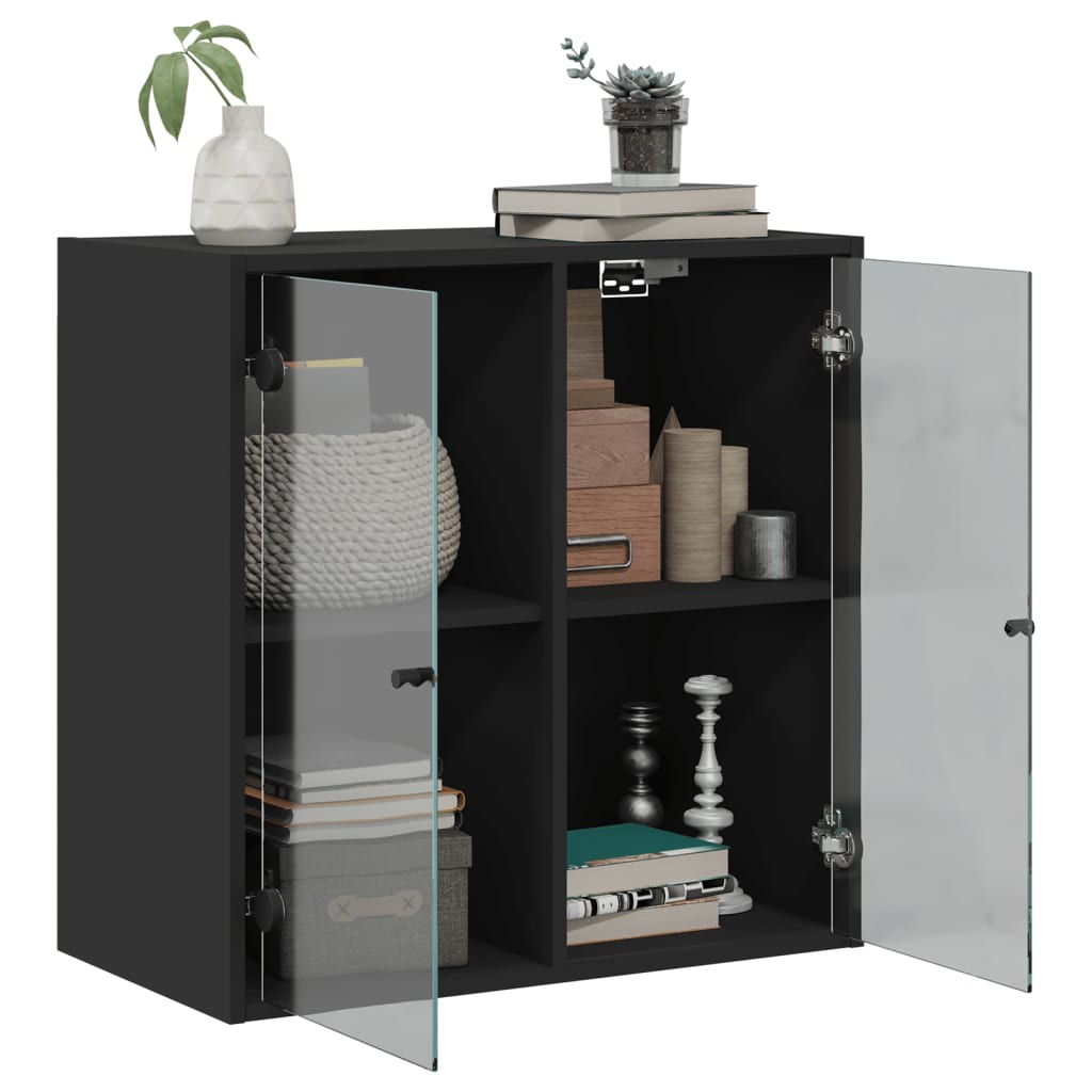 vidaXL Armoire murale avec portes en verre noir 68x37x68,5 cm