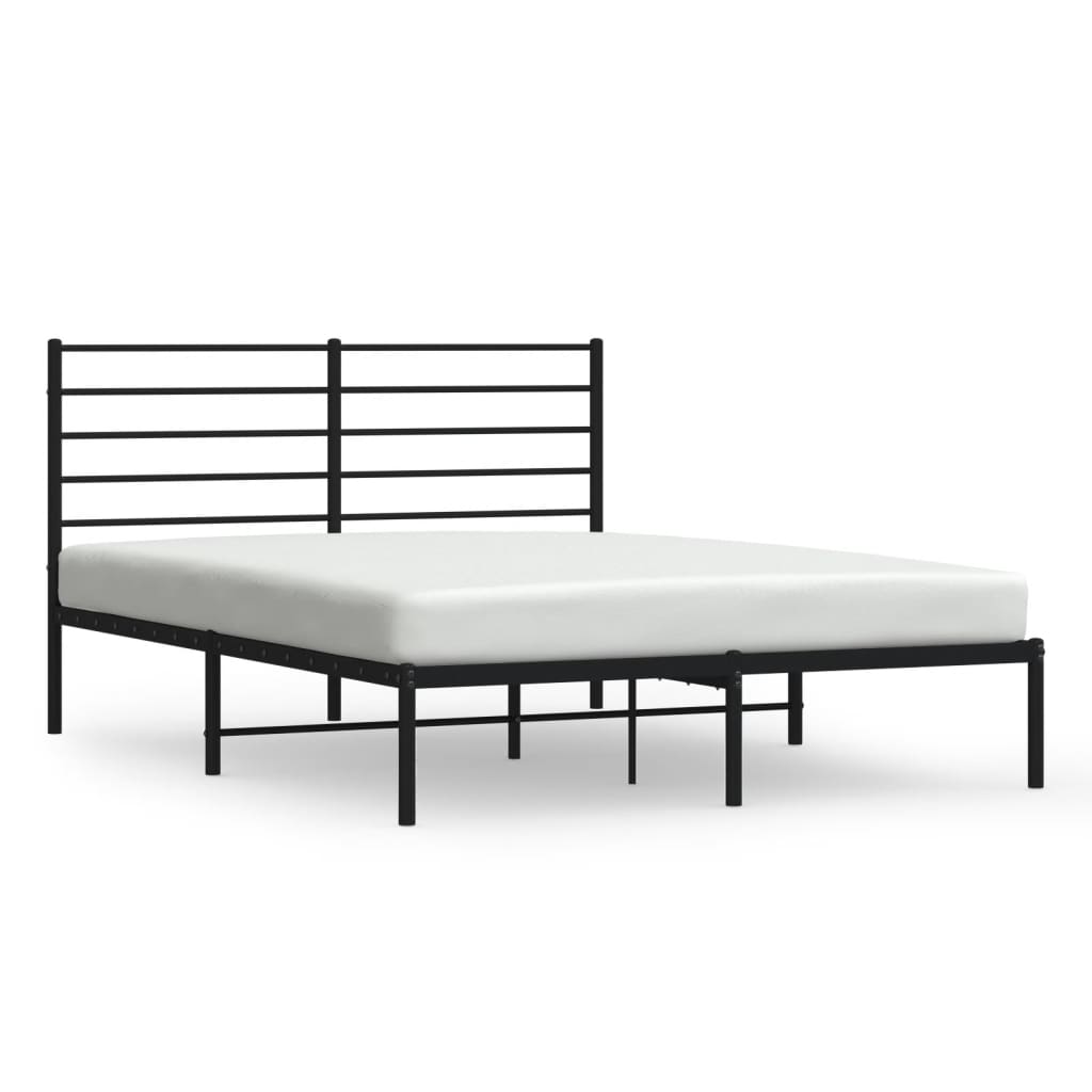 vidaXL Cadre de lit métal sans matelas et tête de lit noir 160x200 cm