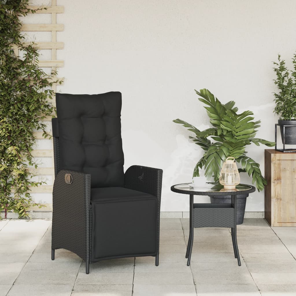 vidaXL Chaise inclinable de jardin et repose-pied noir résine tressée