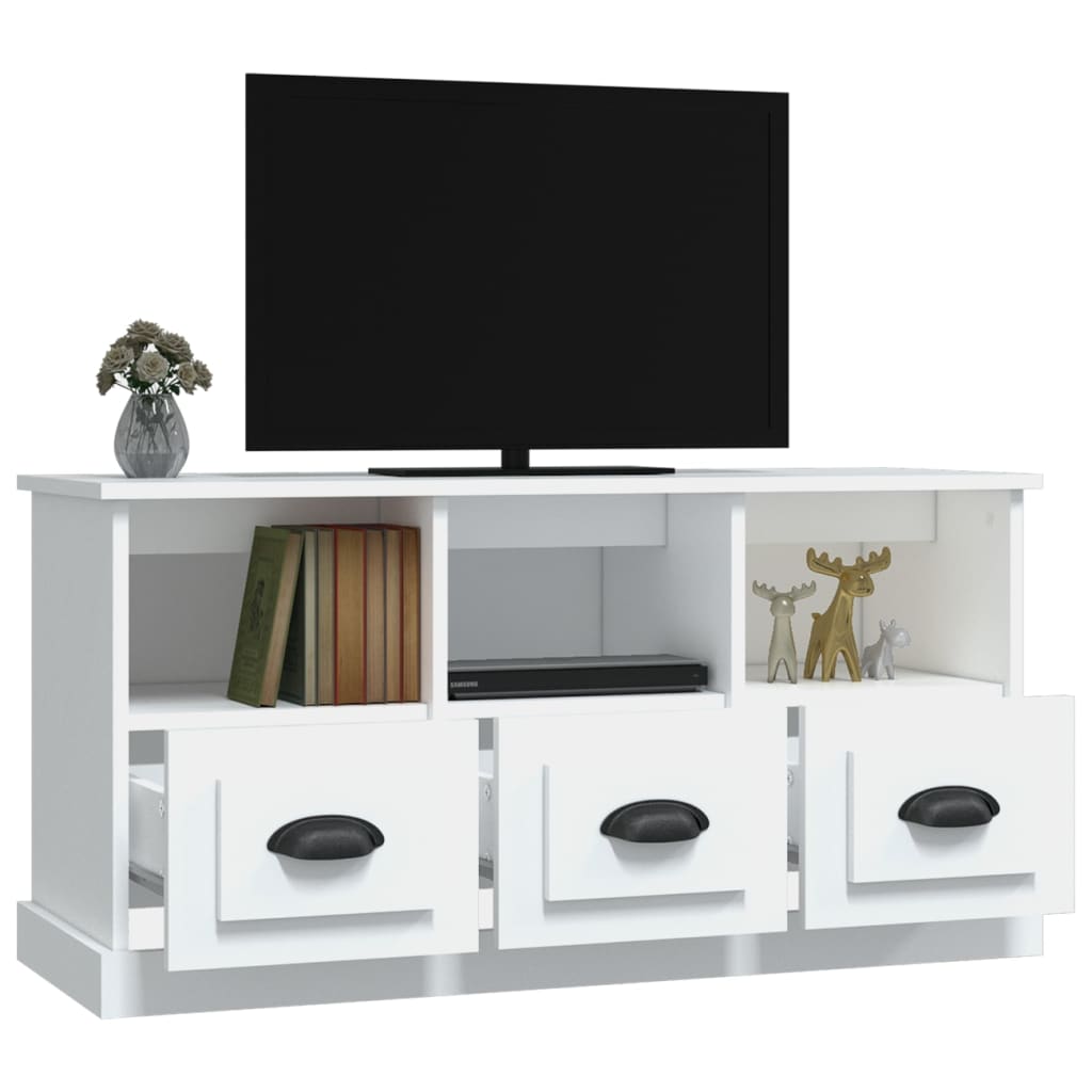 vidaXL Meuble TV blanc 100x35x50 cm bois d'ingénierie