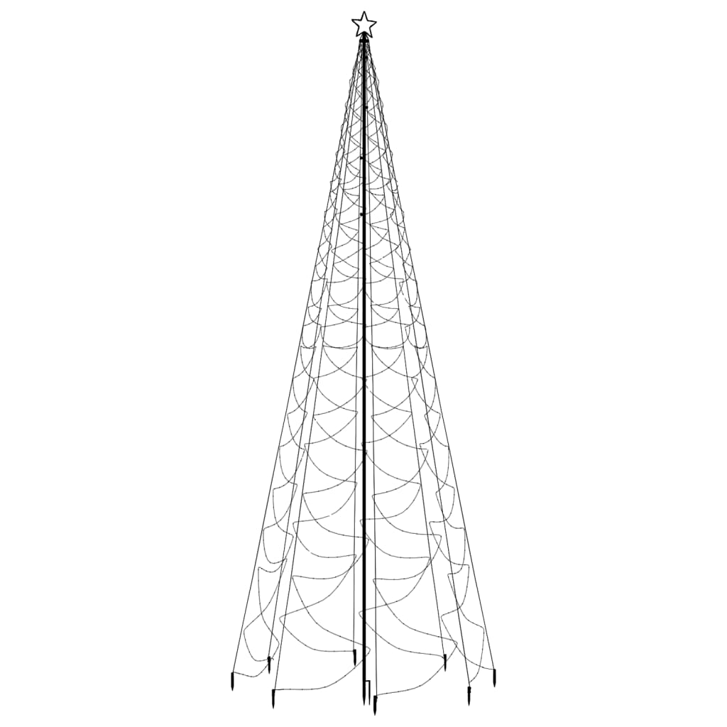 vidaXL Arbre de Noël avec poteau en métal 1400 LED blanches chaudes 5m