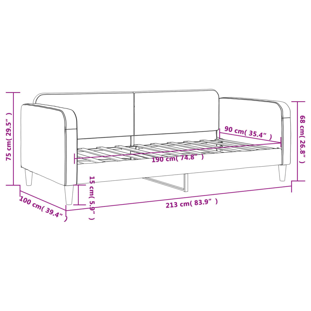 vidaXL Lit de repos gris clair 90x190 cm tissu