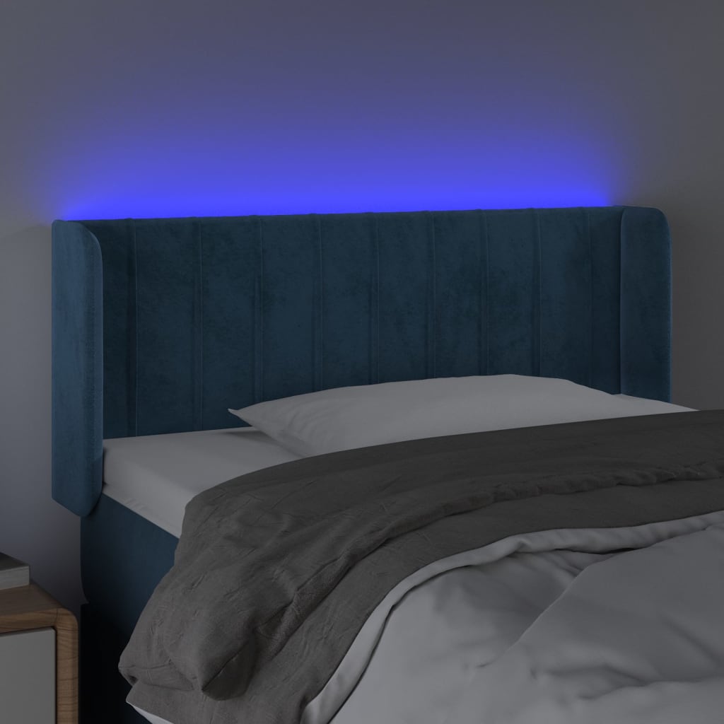 vidaXL Tête de lit à LED Bleu foncé 93x16x78/88 cm Velours