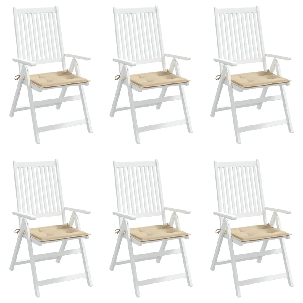 vidaXL Coussins de chaise jardin lot de 6 beige 50x50x3cm tissu oxford