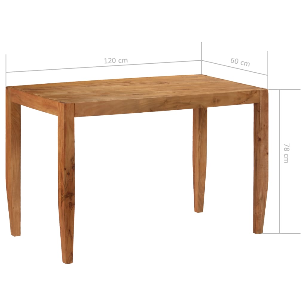 vidaXL Table de salle à manger Bois d'acacia massif 120x60x78cm Marron