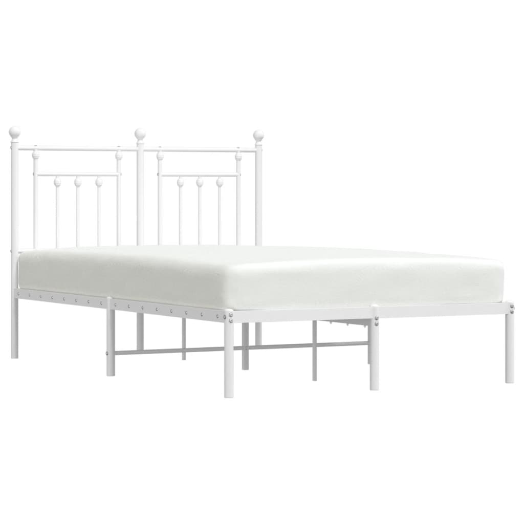 vidaXL Cadre de lit métal sans matelas et tête de lit blanc 120x190 cm