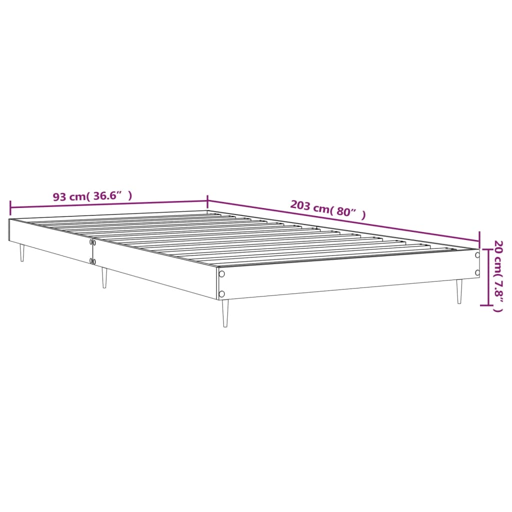 vidaXL Cadre de lit sans matelas chêne fumé 90x200cm bois d'ingénierie