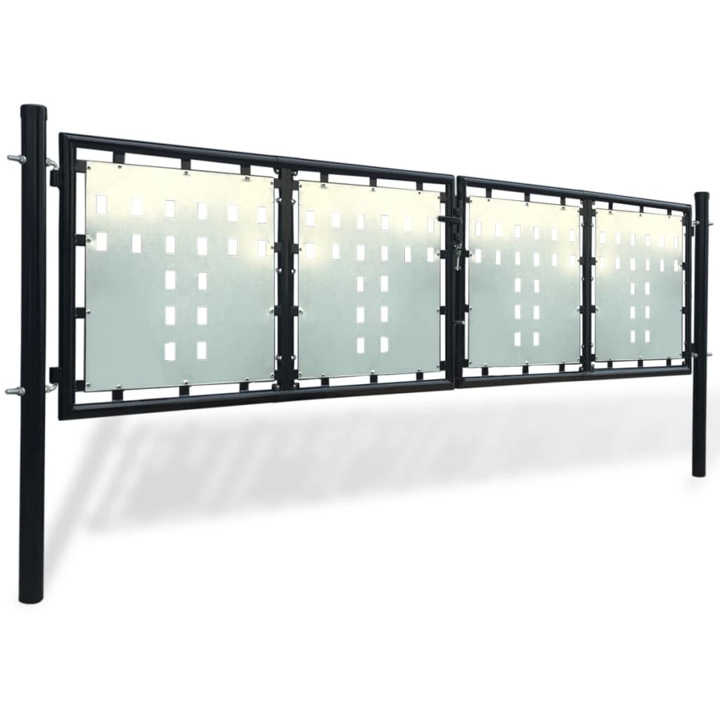vidaXL Portail simple de clôture Noir 300x150 cm