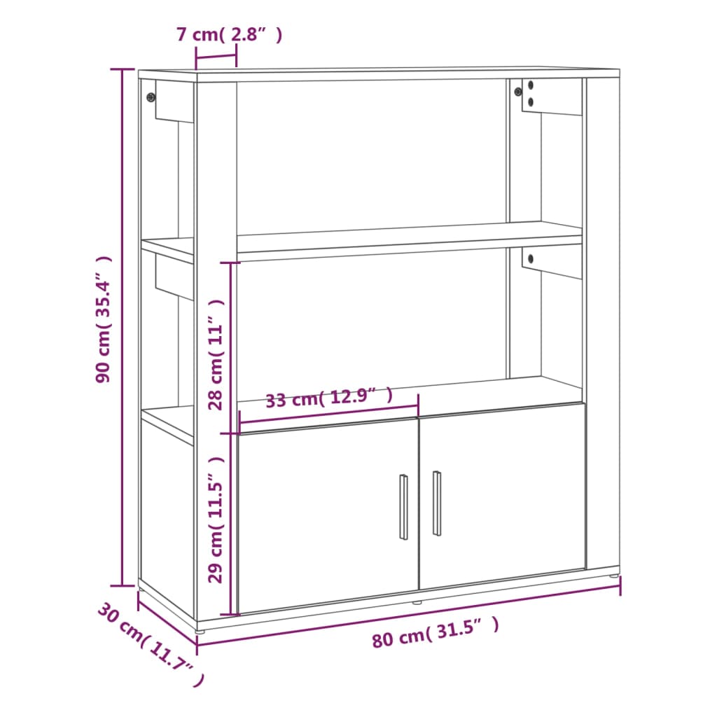 vidaXL Buffet Blanc 80x30x90 cm Bois d'ingénierie