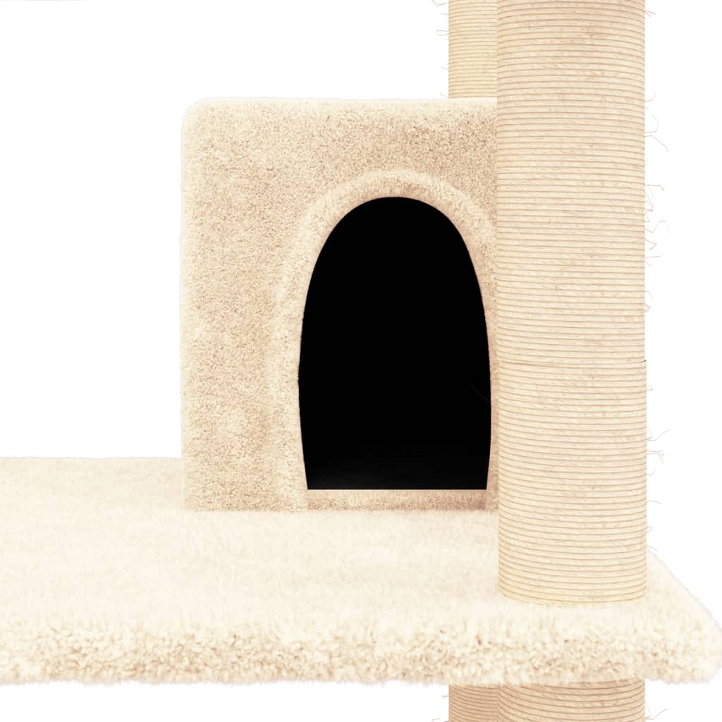 vidaXL Arbre à chat avec griffoirs en sisal Crème 162 cm