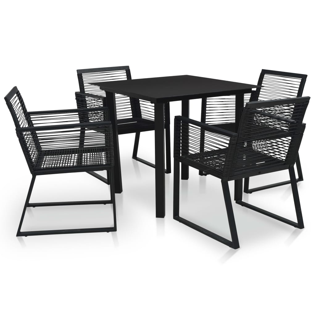 vidaXL Ensemble à manger d'extérieur 5 pcs Rotin PVC Noir