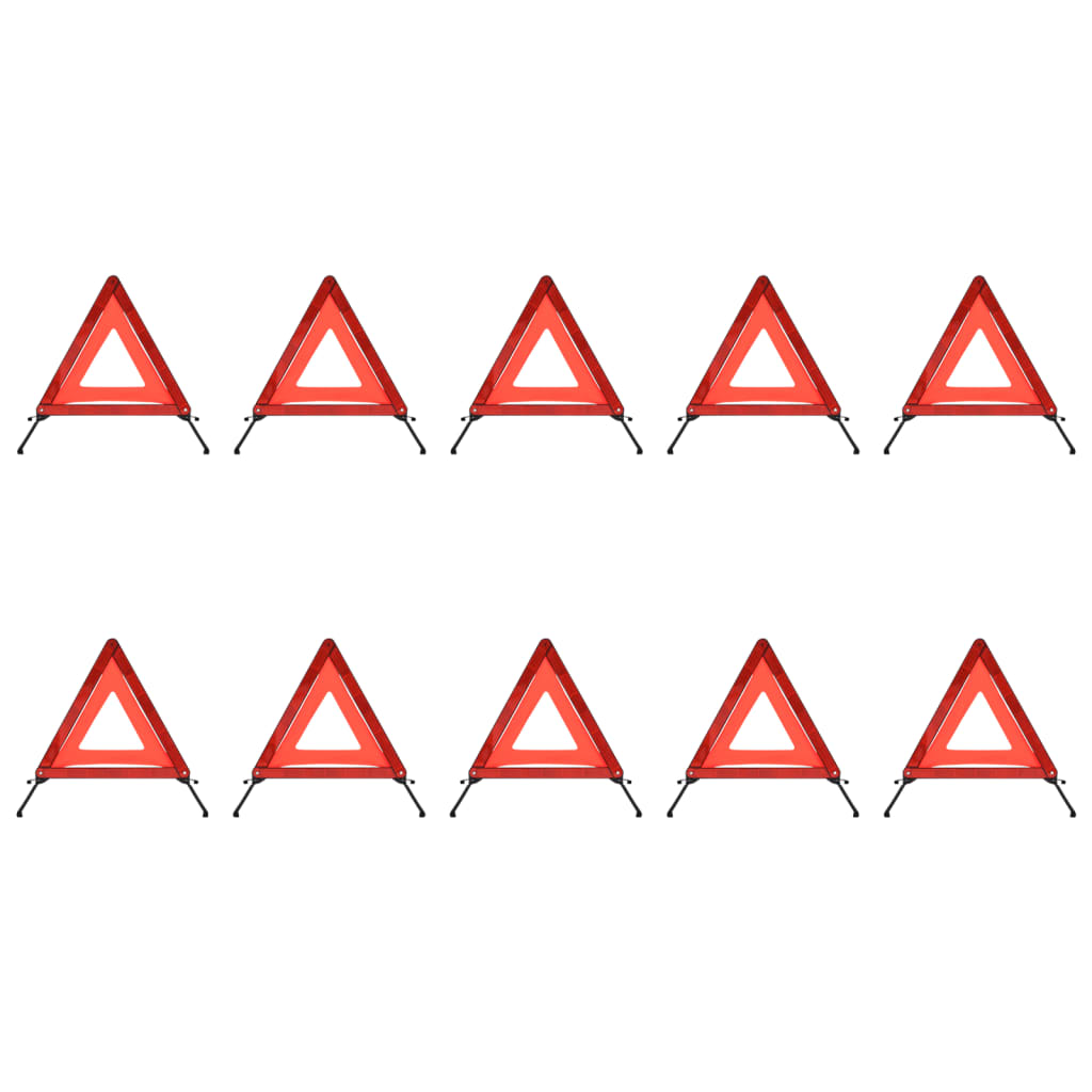 vidaXL Triangle de signalisation routière 10pcs Rouge 56,5x36,5x44,5cm