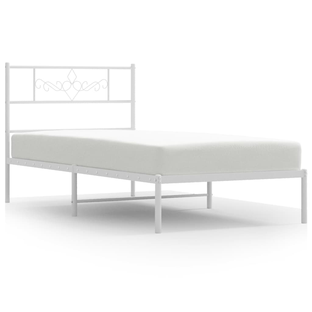 vidaXL Cadre de lit métal sans matelas et tête de lit blanc 107x203 cm