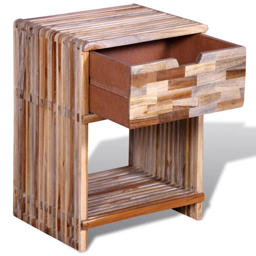 vidaXL Table de chevet avec tiroir Bois de teck recyclé