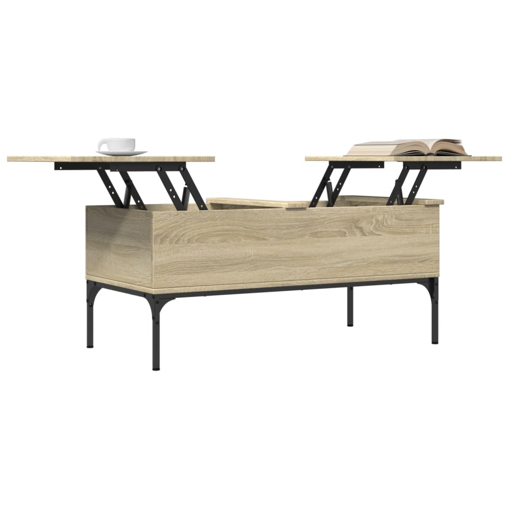 vidaXL Table basse chêne sonoma 100x50x45cm bois d'ingénierie et métal