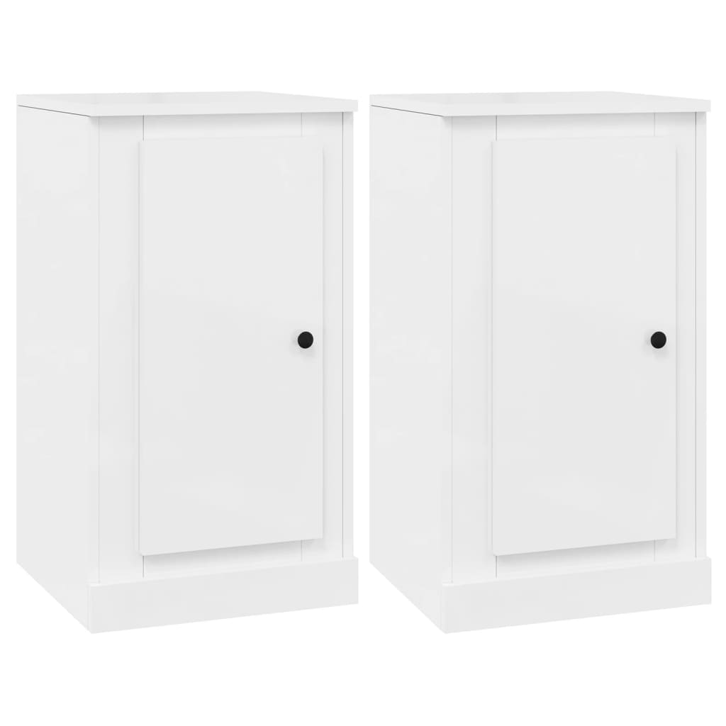 vidaXL Buffets 2 pcs blanc brillant 37,5x35,5x67,5cm bois d'ingénierie