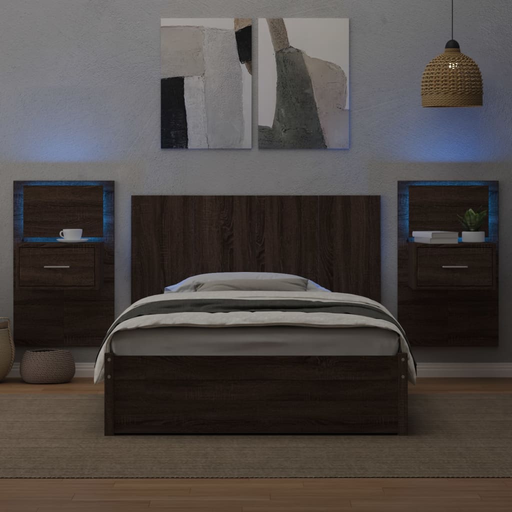 vidaXL Tête de lit avec armoires chêne marron 120 cm bois d'ingénierie