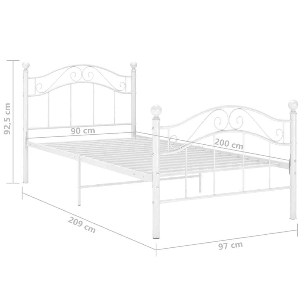 vidaXL Cadre de lit sans matelas blanc métal 90x200 cm