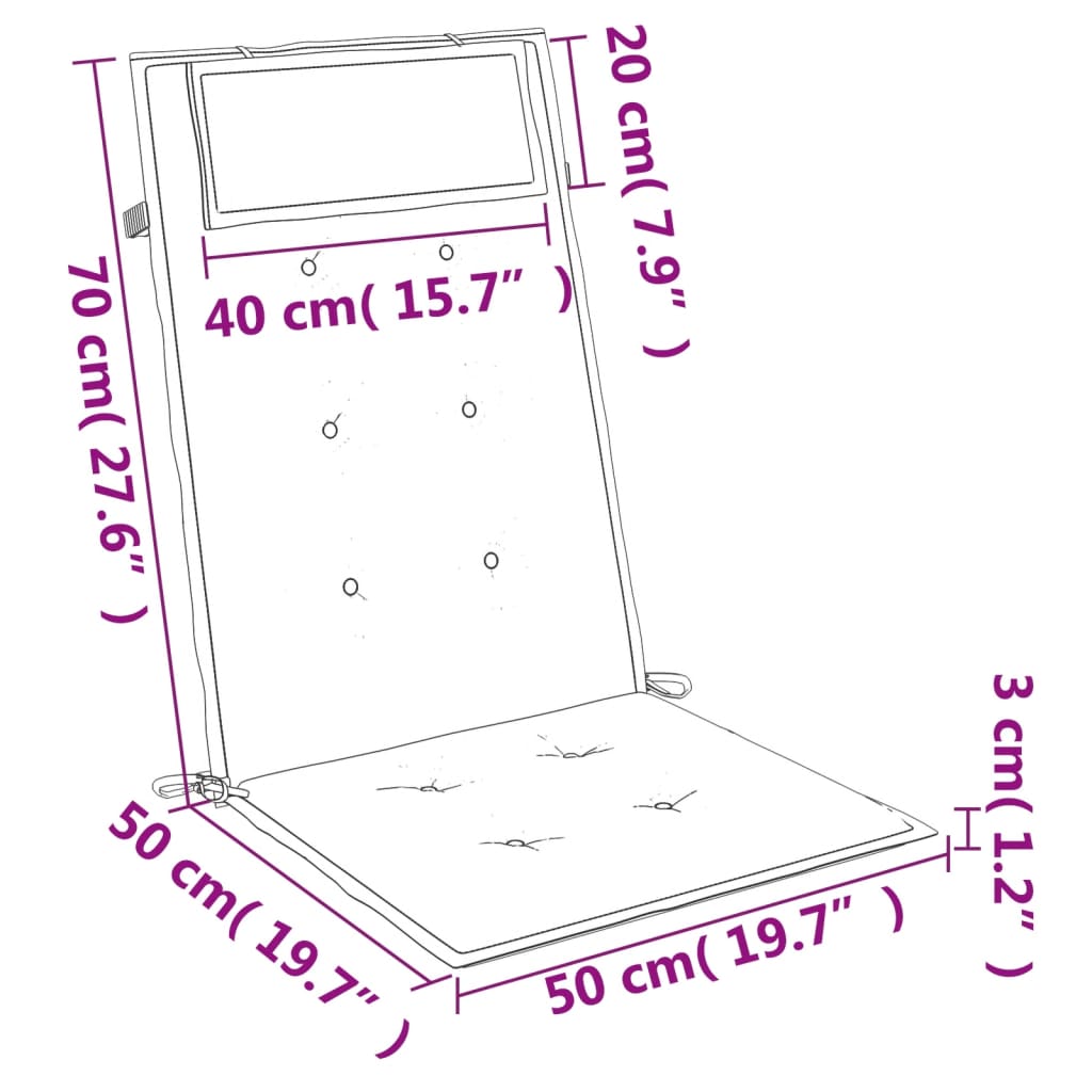 vidaXL Coussins de chaise à dossier haut lot de 6 bleu clair