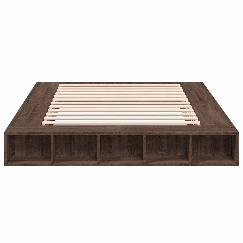 vidaXL Cadre de lit chêne marron 160x200 cm bois d'ingénierie