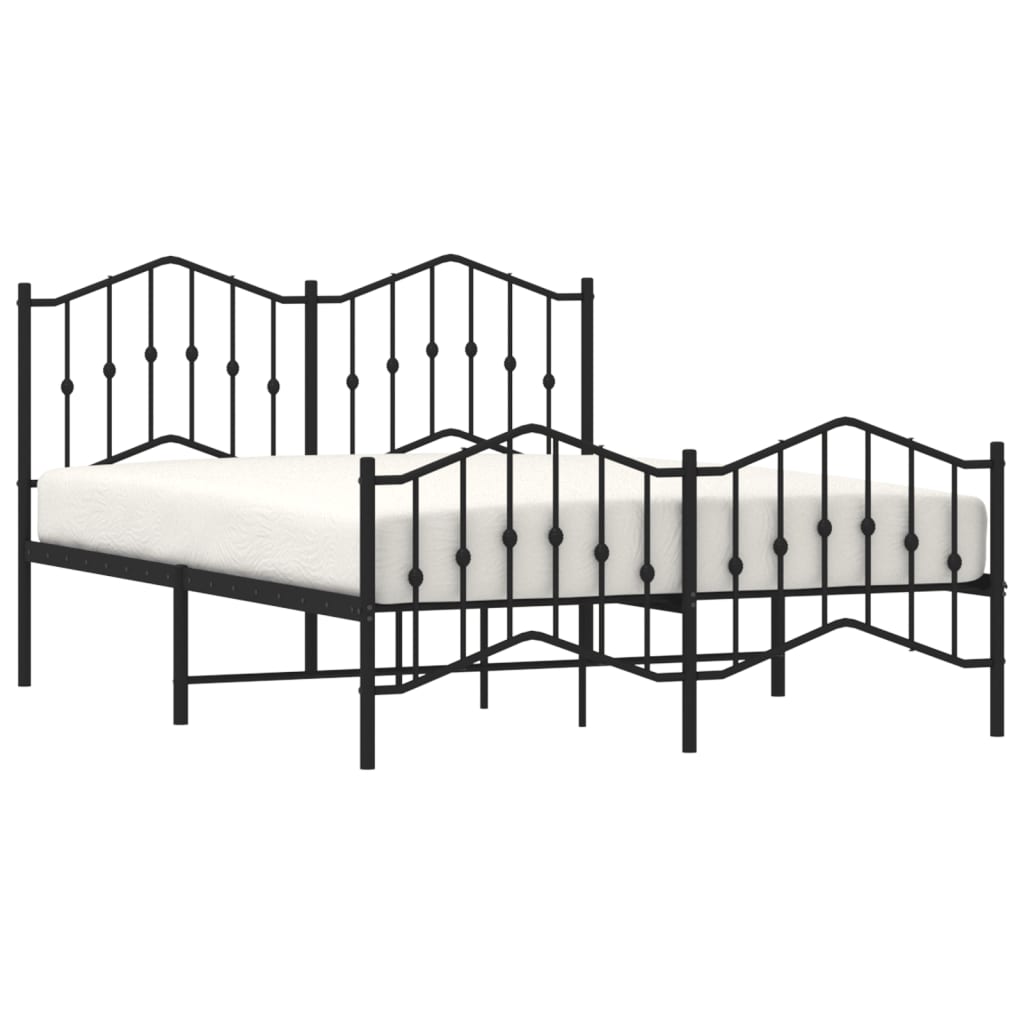 vidaXL Cadre de lit métal sans matelas avec pied de lit noir 135x190cm