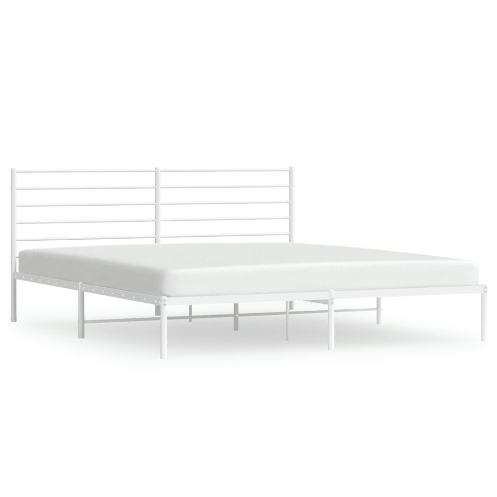 vidaXL Cadre de lit métal sans matelas et tête de lit blanc 193x203 cm