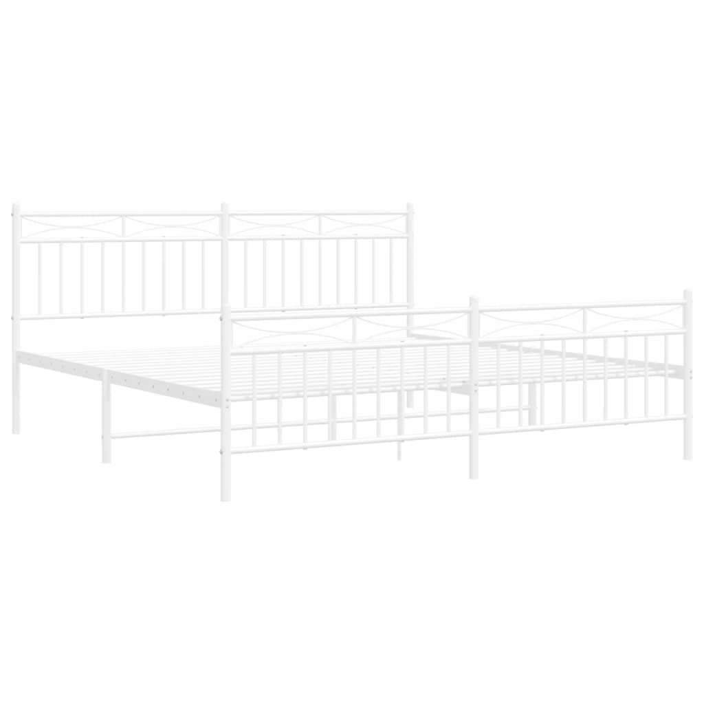 vidaXL Cadre de lit métal sans matelas et pied de lit blanc 180x200 cm