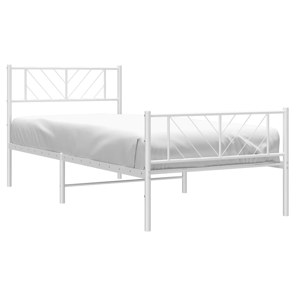 vidaXL Cadre de lit métal sans matelas et pied de lit blanc 100x200 cm