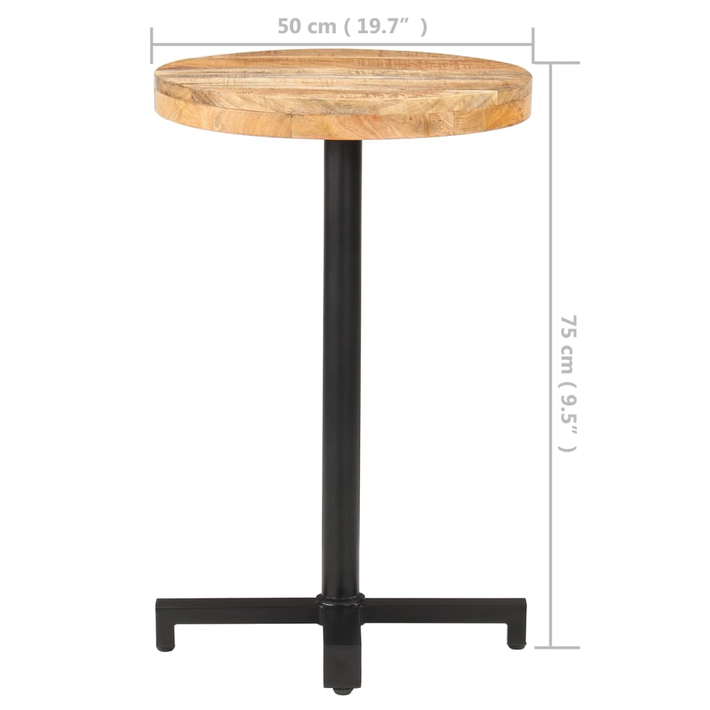 vidaXL Table de bistro Ronde Ø50x75 cm Bois de manguier brut