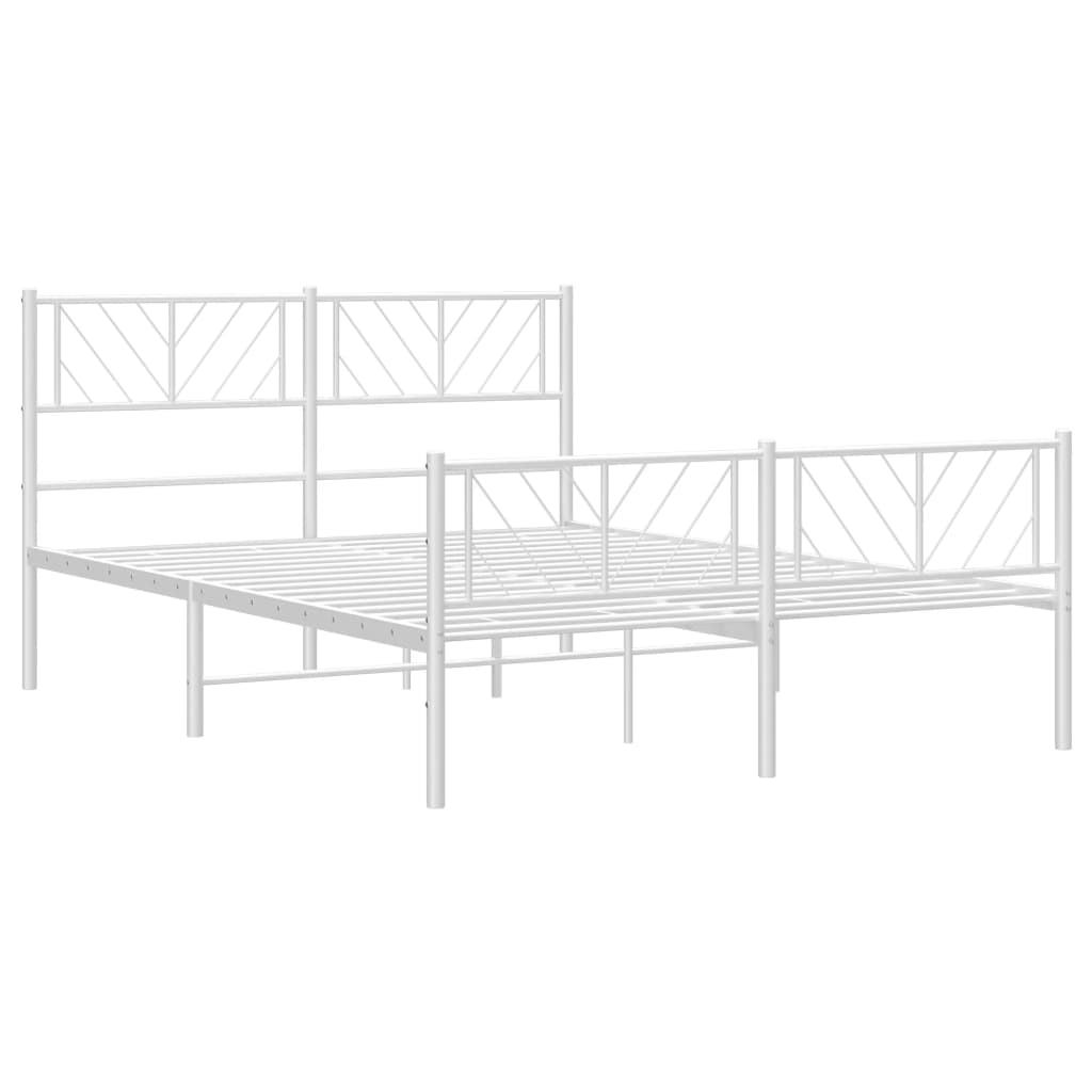 vidaXL Cadre de lit métal sans matelas et pied de lit blanc 135x190 cm