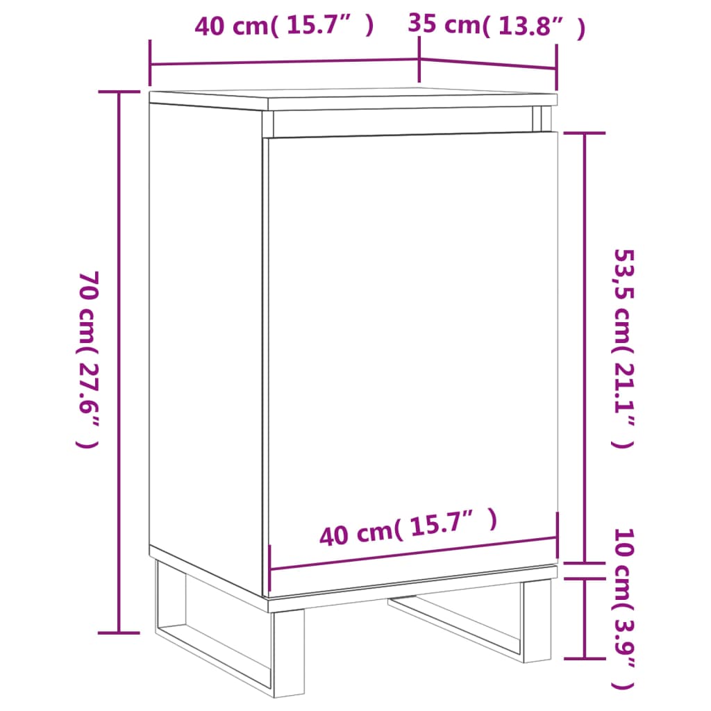 vidaXL Buffets 2 pcs chêne sonoma 40x35x70 cm bois d'ingénierie