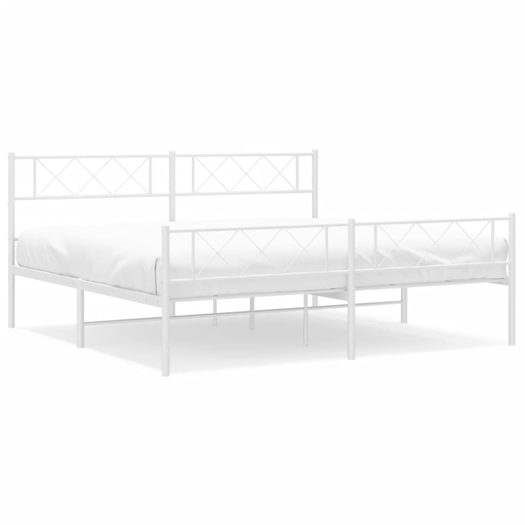 vidaXL Cadre de lit métal sans matelas et pied de lit blanc 193x203 cm