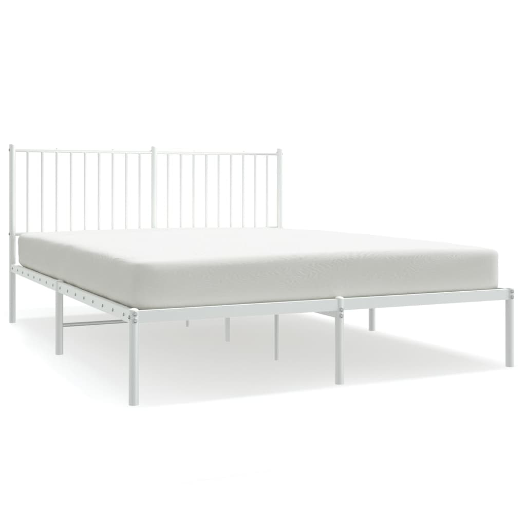 vidaXL Cadre de lit métal sans matelas et tête de lit blanc 150x200 cm