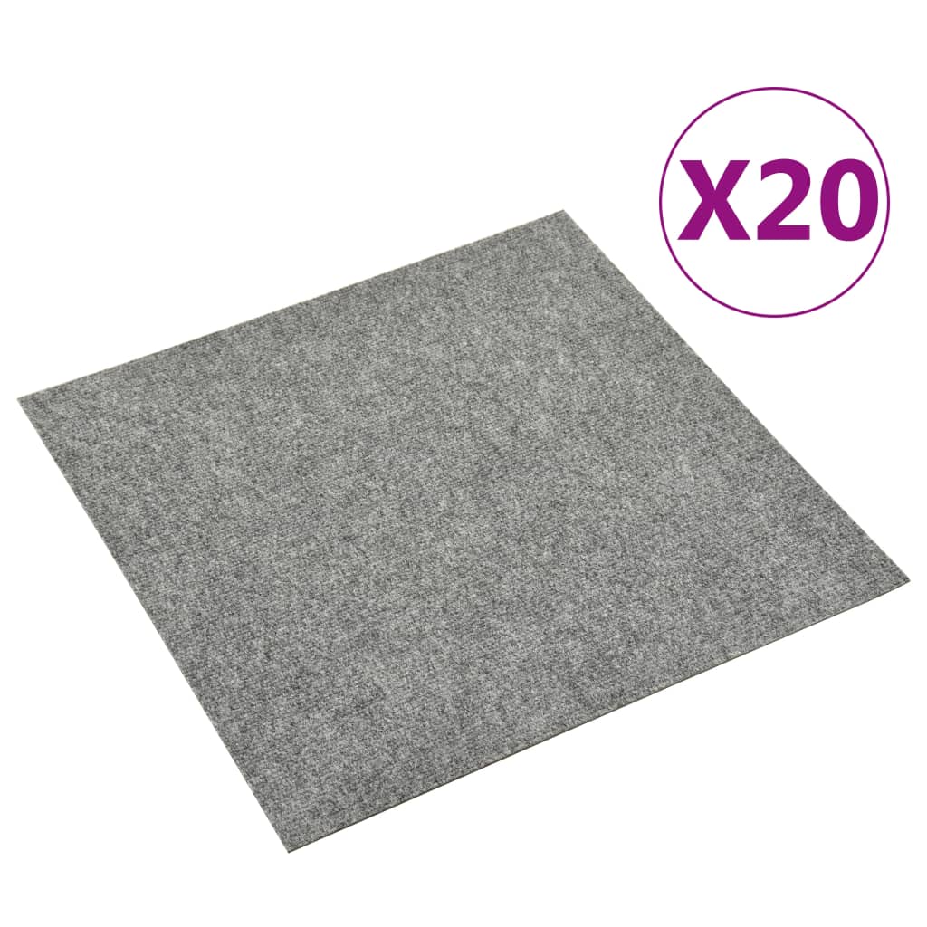 vidaXL Dalles de tapis de sol 20 pcs 5 m² Gris clair