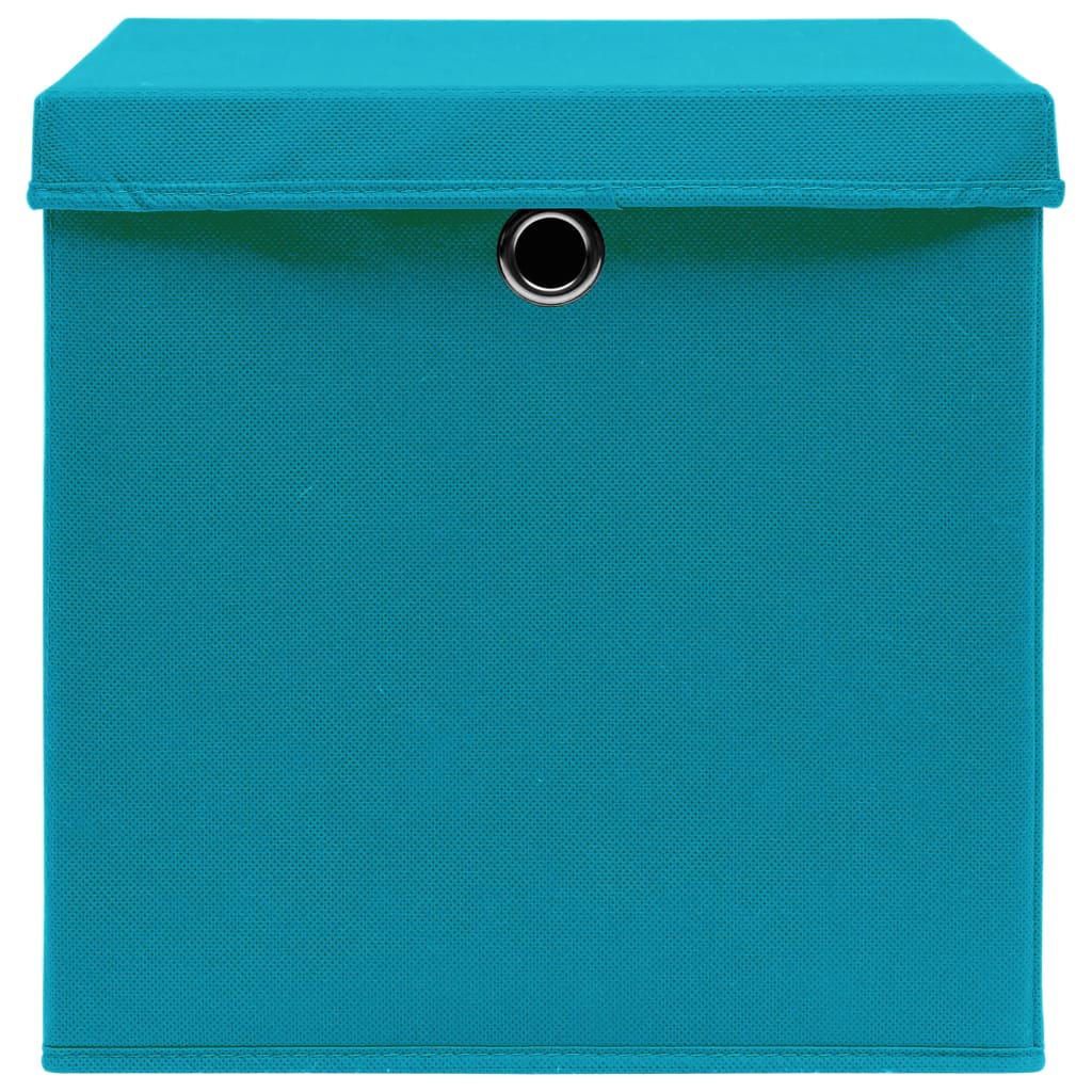 vidaXL Boîtes de rangement avec couvercles 10pcs 28x28x28cm Bleu azuré