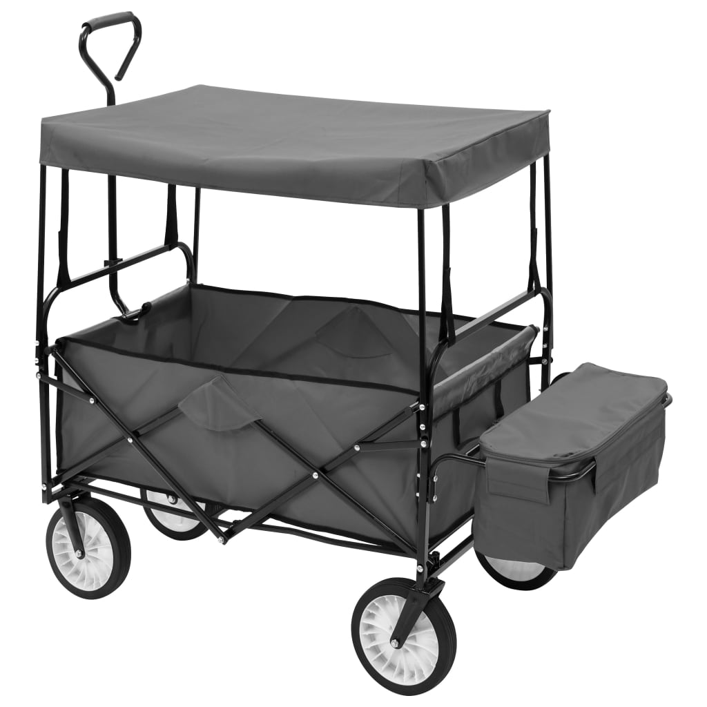 vidaXL Chariot à main pliable avec toit Acier Gris