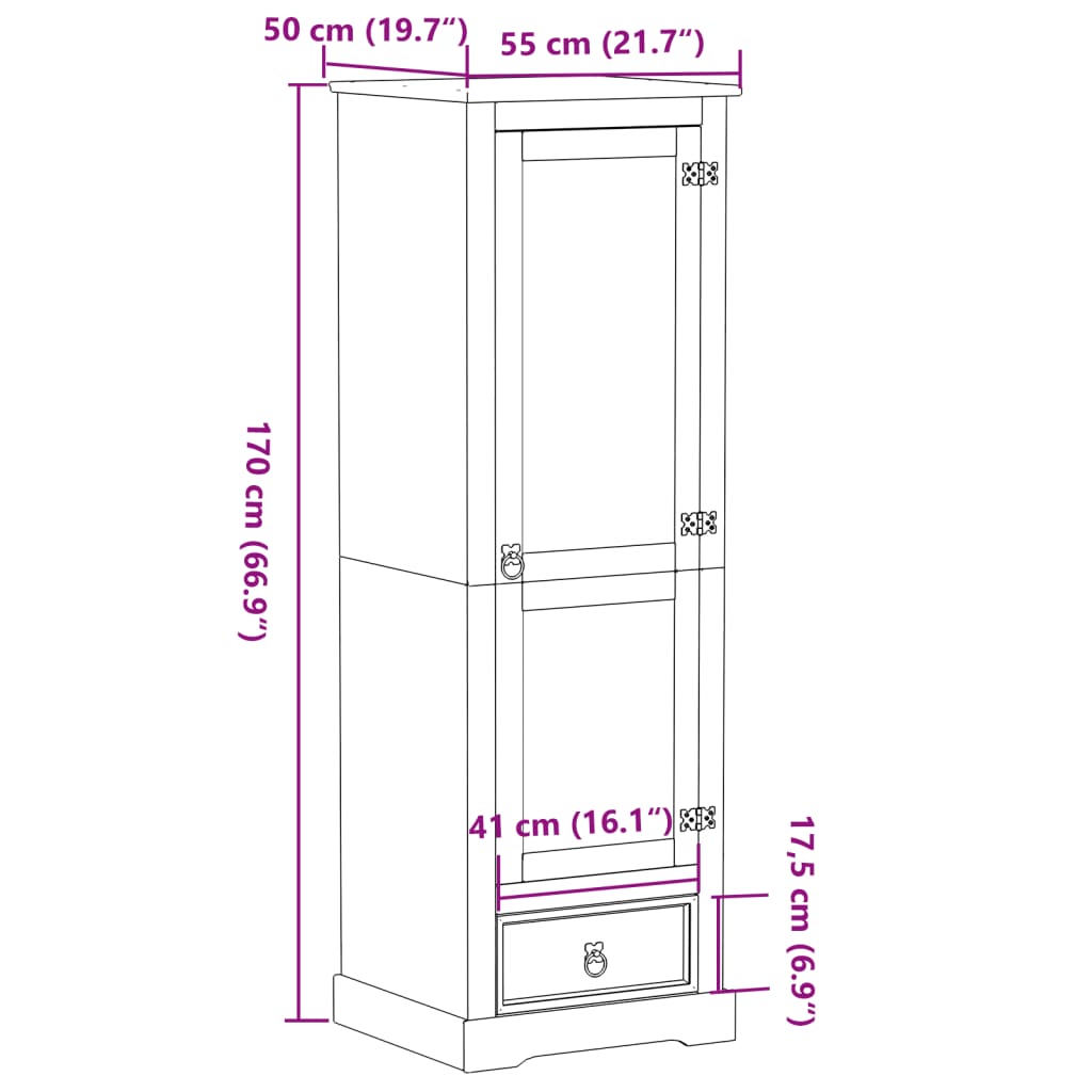 vidaXL Garde-robe Corona 55x50x170 cm bois de pin massif