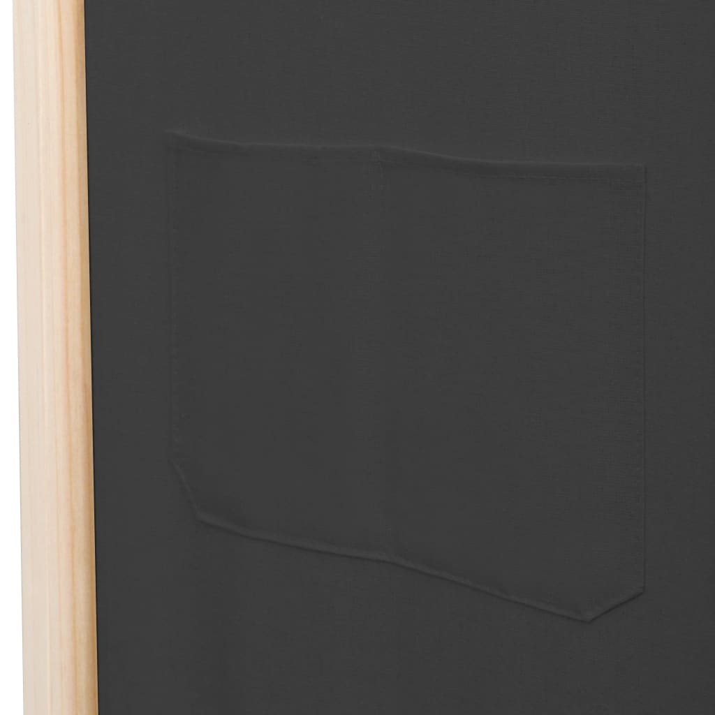 vidaXL Cloison de séparation 5 panneaux Gris 200 x 170 x 4 cm Tissu