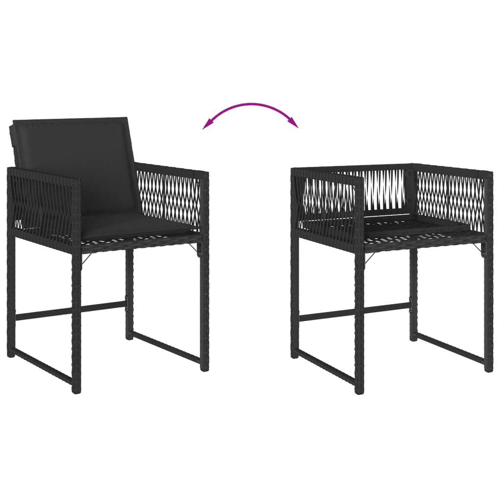 vidaXL Ensemble à manger de jardin coussins 5pcs Noir Résine tressée