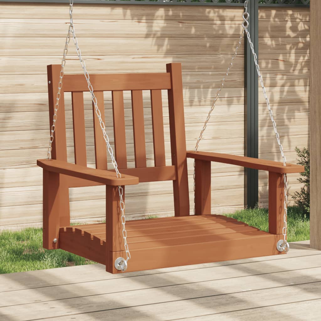 vidaXL Chaise balançoire de jardin chaînes en métal bois massif sapin