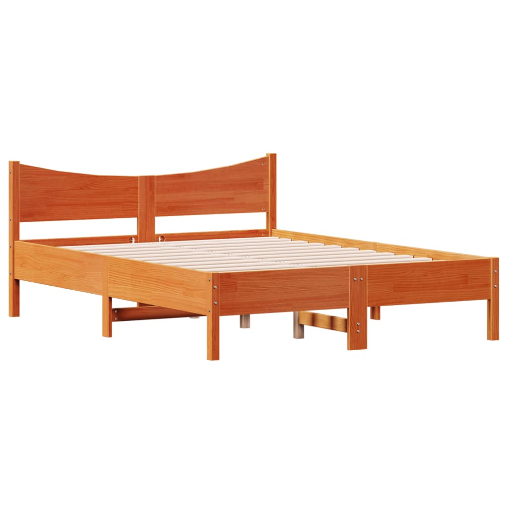 vidaXL Cadre de lit sans matelas cire marron 140x190cm bois pin massif