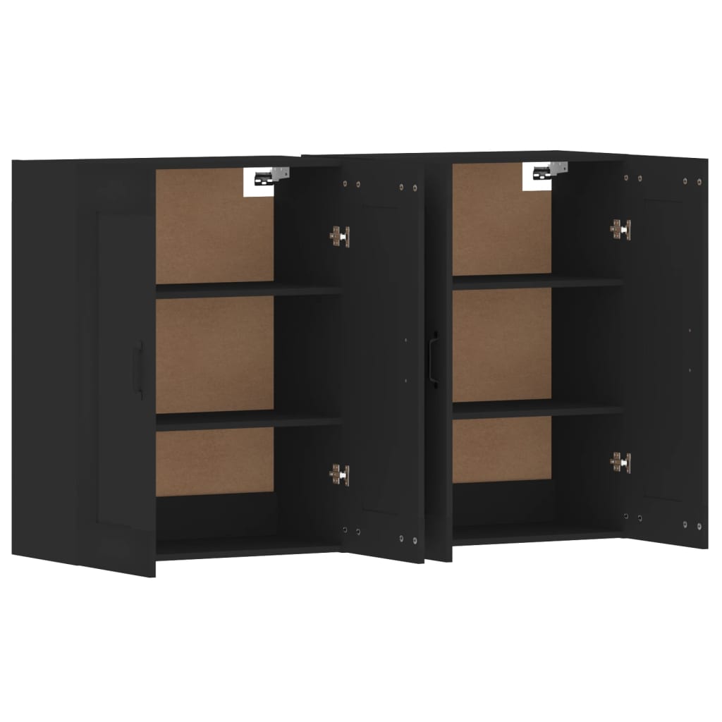 vidaXL Armoires murales 2 pcs noir bois d'ingénierie