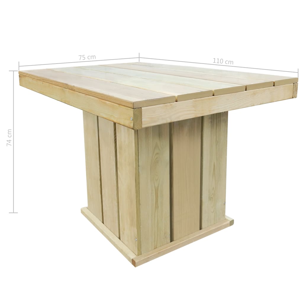 vidaXL Table de jardin 110x75x74 cm Bois de pin imprégné