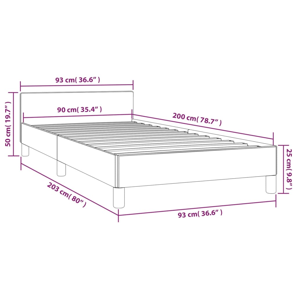 vidaXL Cadre de lit sans matelas gris foncé 90x200 cm velours