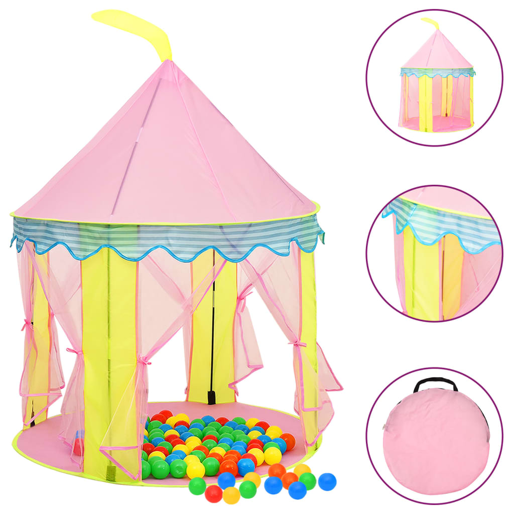 vidaXL Tente de jeu pour enfants avec 250 balles Rose 100x100x127 cm