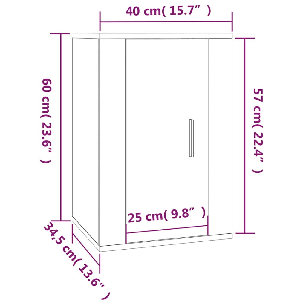 vidaXL Meubles TV muraux 2 pcs Sonoma gris 40x34,5x60 cm