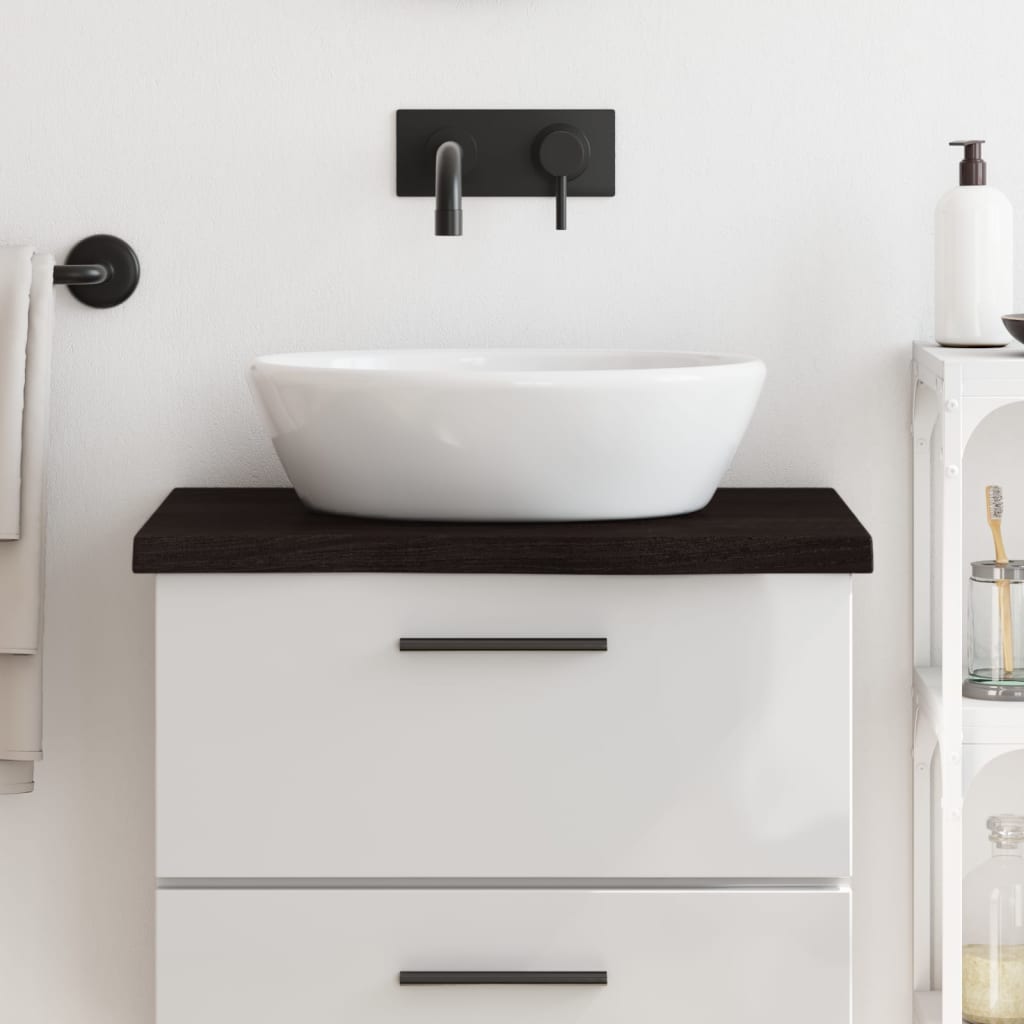 vidaXL Comptoir de salle de bain marron foncé bois massif traité